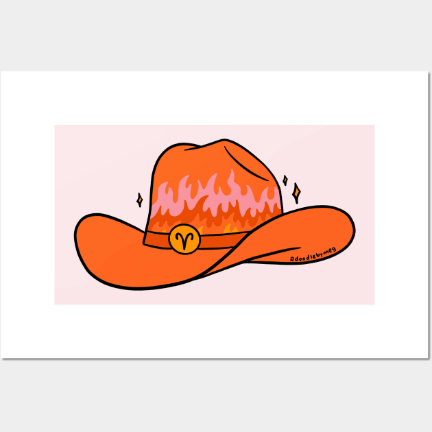 Aries Cowboy Hat Wall Art by Doodle by Meg